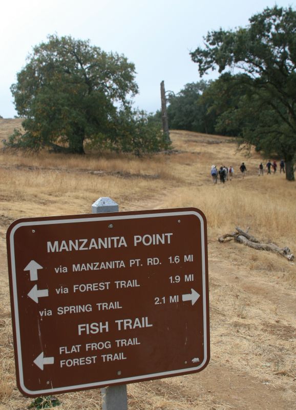 A signpost directs us south toward Manzanita Point.